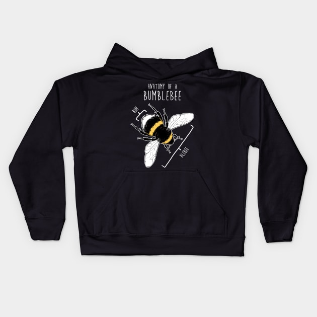 Bumblebee Anatomy Kids Hoodie by Psitta